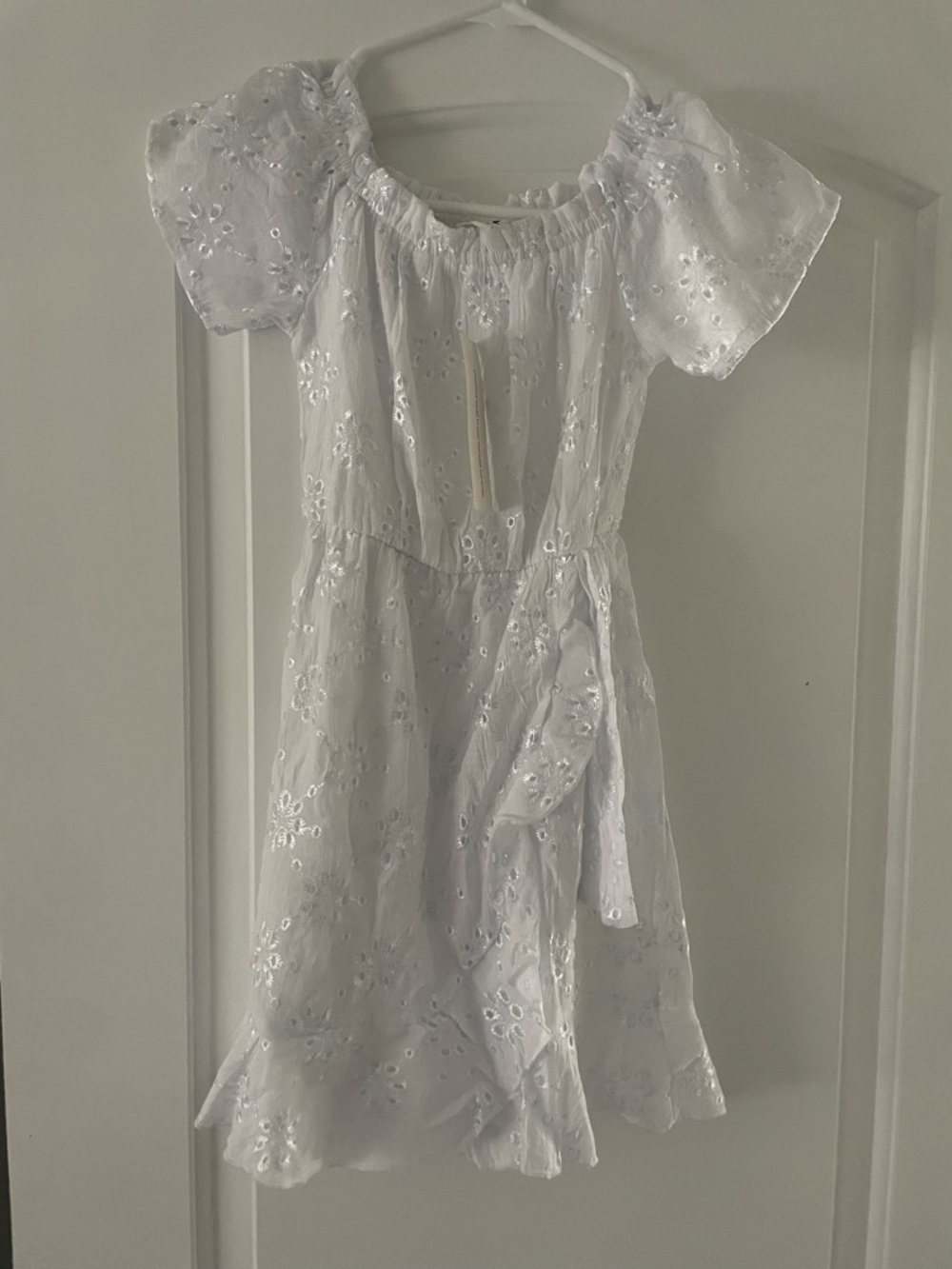 White Eyelet Off-Shoulder Summer Dress